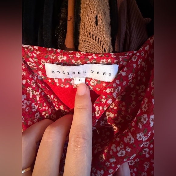 Endless Rose Red and White Floral Rouched Midi Dress - Picture 6 of 7